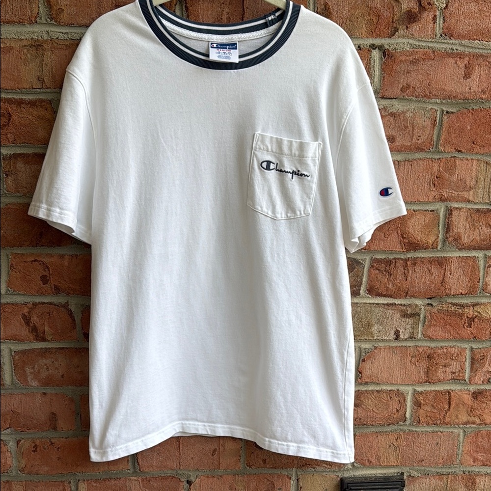 Champion White Short Sleeve Tee Classic Comfort